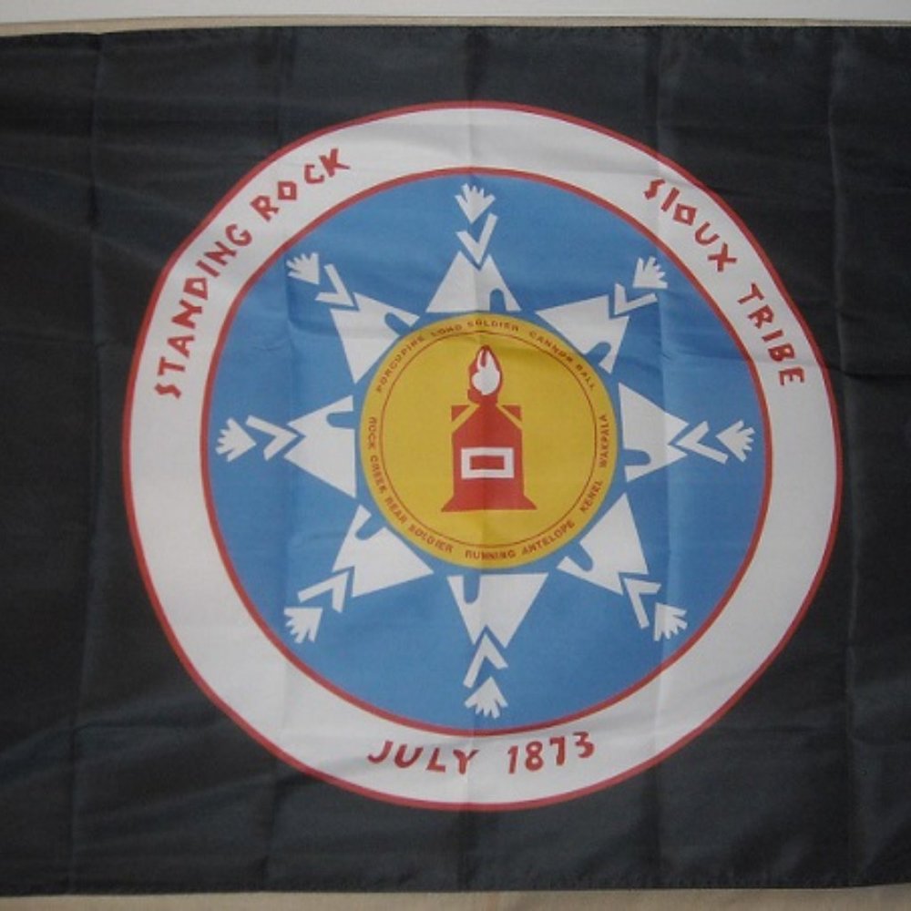 Standing Rock Sioux Tribe 3'x5' Black horizontal Flag Protest Occupy Pipeline - Picture 2 of 2